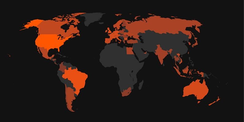 Mapa do alcance global de ouvintes de Maya Fourteen